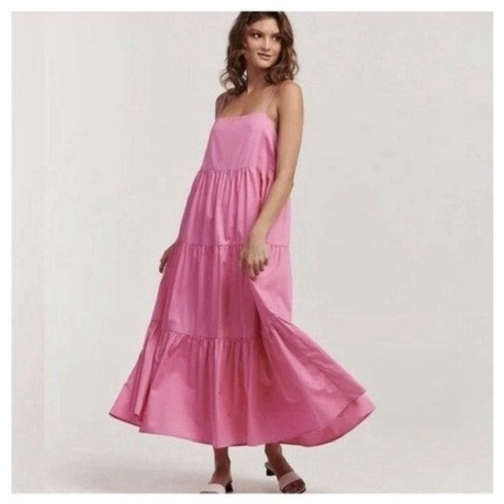 Charlie Holiday Tiered Maxi Dress Womens Pink Size 4